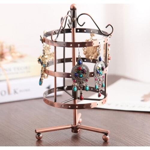 Vintage 72 Holes Three-layer Earring Holder Hanger Jewelry Rotating Rack Earring Stand Organizer Jewelry Displays