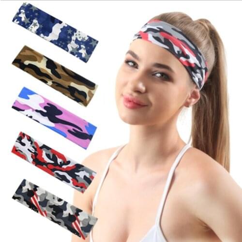 Hair band camo Digital Printing Headband Fashion Sweat absorption Hair Band Cotton Fitness Elastic Sports Hair accessories