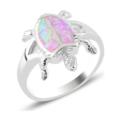 Silver 925 Sterling Turtle Opal Stone Ring