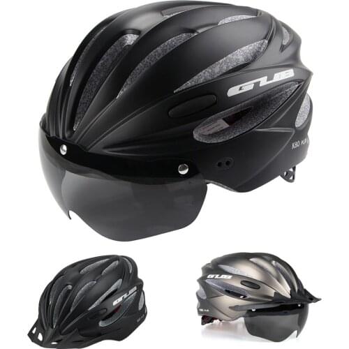 GUB Cycling Helmet with Visor Magnetic Goggles Integrally-molded MTB Road Bike Helmet Bicycle Helmet 58-62cm for Men Women