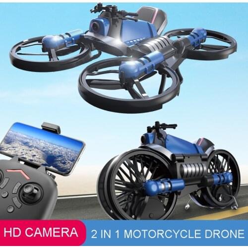 Unique H6 2-in-1 Folding RC Drone & Motorcycle Vehicle Multi-functional Folding Aircraft Vehicle 6-axis Quadcopter Toy