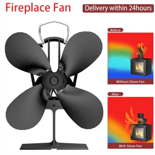 Fireplace Fan 4 Blades Heat Powered Stove Fan Wood Stove Fan Heater Ecofan Quiet Home Fireplace Fans Efficient Heating Fans
