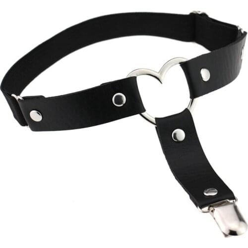 Women Sexy Heart PU Leather Garter Belt Leg Chain Punk Goth Body Harness Thigh Ring Harajuku Leg Suspender Garter Bondage Belts