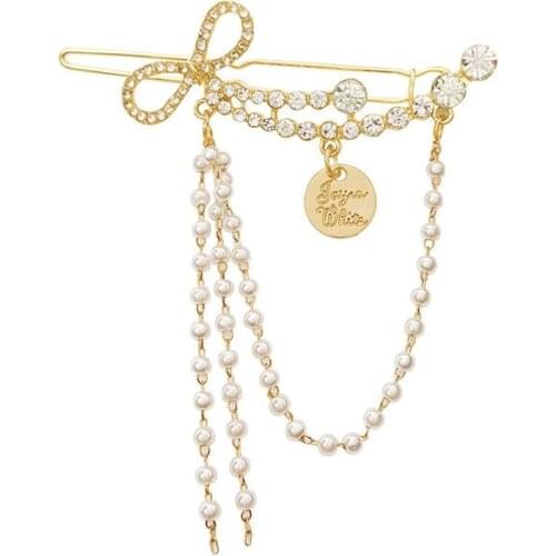 10pcs/ lot fashion accessories metal pearl chain tassel star barrettes hairclip hair pin clip Clamp Ornaments