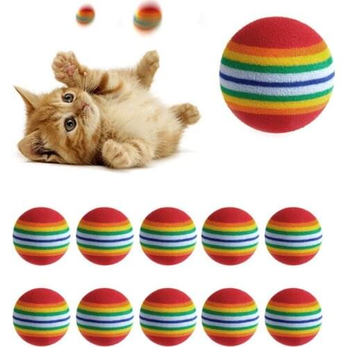 10Pcs Colorful Pet Rainbow Foam Fetch Balls Training Interactive Dog Funny Toy Dropship New