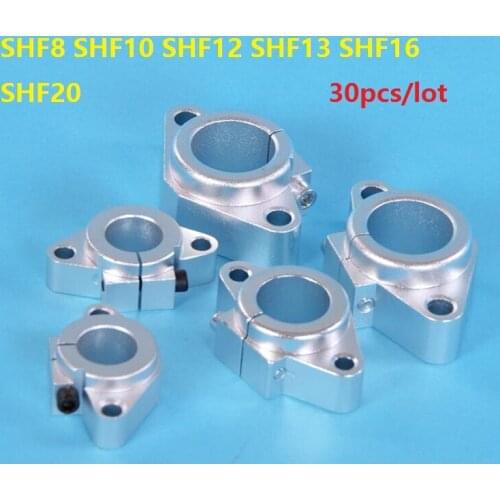 30pcs SHF8 SHF10 SHF12 SHF13 SHF16 SHF20 linear bearing shaft support for linear rod rail shaft support