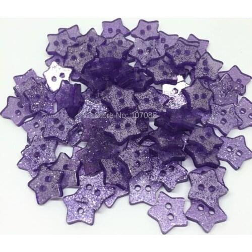 300pcs Lilac Glitter Resin Star Buttons 14mm Sparkle Sewing 2 Holes Christmas Crafts Embellishments Button