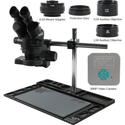 36MP 4K 1080P HDMI USB Video Camera 3.5X~90X Continuous Zoom Simul-Focal Trinocular Stereo Microscope For Fix Repair Cellphone