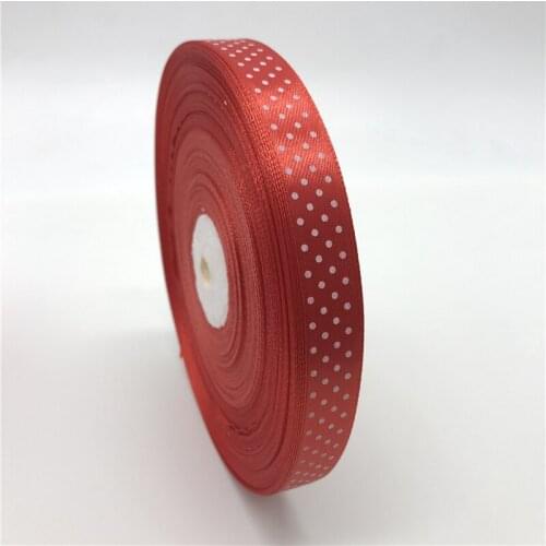 5Yards/lot 5/8" 15mm Red Printing Polka Dot Satin Ribbon Hair Bow Party Christmas Wedding Decoration DIY Sewing Craft