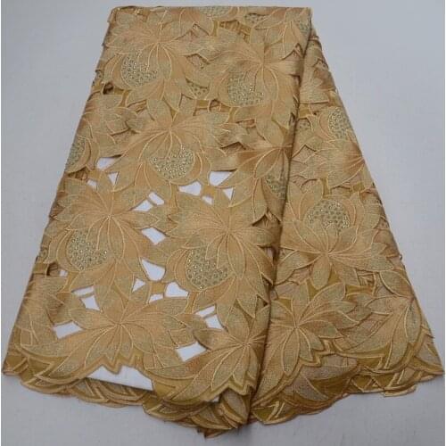 5yards/pc) Top grade handcut African Swiss voile lace fabric with stones and gorgeous embroidery for wedding party dress CLP317