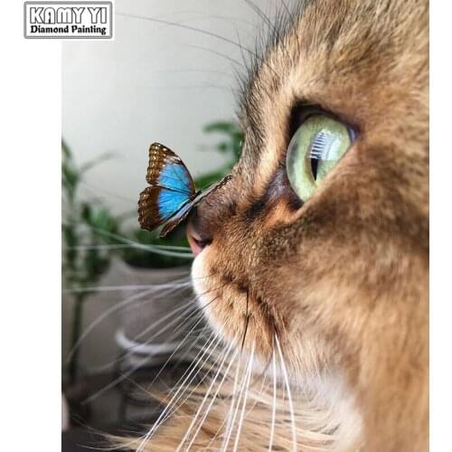 5D DIY diamond painting cute cat and butterfly diamond embroidery diamond diamond picture diamond mosaic home decoration gift