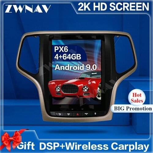 Tesla Style Android 9 screen Car Multimedia Player For JEEP Grand Cherokee 2014-2018 GPS Navigation Audio Radio stereo head unit