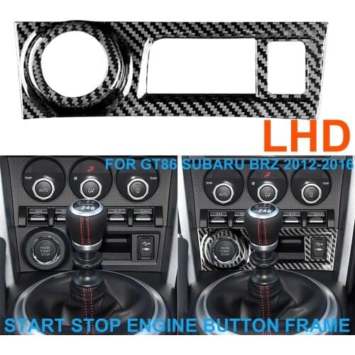 LHD Car Styling Real Carbon Fiber Interior Start Stop Engine Button Frame Cover Trim Panel For Toyota GT86 Subaru BRZ 2012-2016