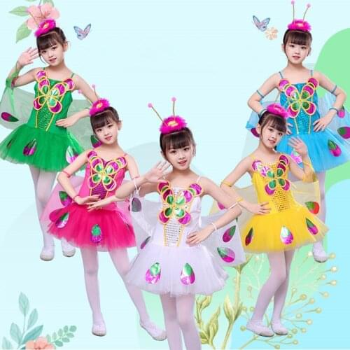 Girls Sequined Ballet Dance wear dress Kids Party Ballroom Stage dancing fancy Dress Childrens Performance Jazz tutu dress