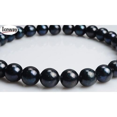 FreeShipping Natural A blue black round Freshwater Pearl 15-16mm 15inches DIY necklace bracelet earring Wholesale