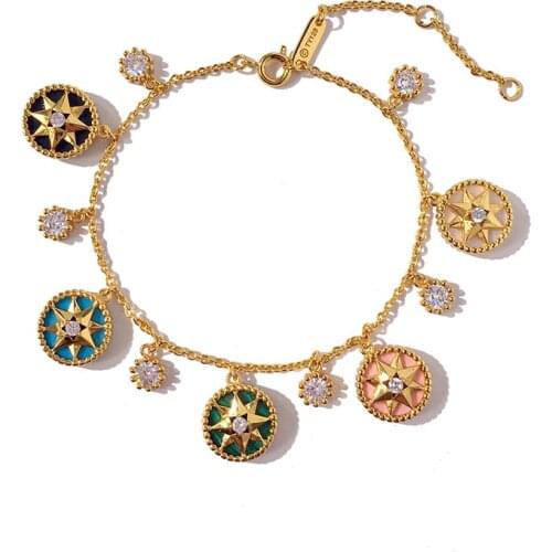 2020 New Cute Top Quality Shining Octagonal Star 5 Colors Double Side Shell Pendant Charm Chain Bracelet Bracelets For Women