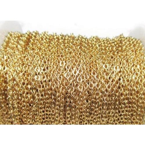 10 rolls of 1000meter (100M/roll ) Gold Stainless Steel 2.2mm Flat Cable Rolo Chain Oval Chain Jewelry finding Marking