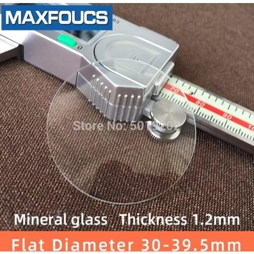 Watch glass Mineral glass Flat Thick 1.2 mm diameter 30 mm to 39.5 mm Transparent crystal 1Pieces