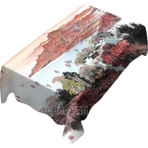 Jiangnan Landscape Painting Design Table Cover Waterproof Dining Decoration