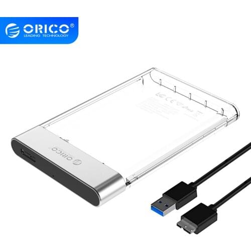 ORICO 2.5 inch HDD/SSD SATA to USB 3.0 Hard Disk Case Tool Free 6Gbps Support 4TB UASP Case HDD Box Transparent Add Metal Dsign