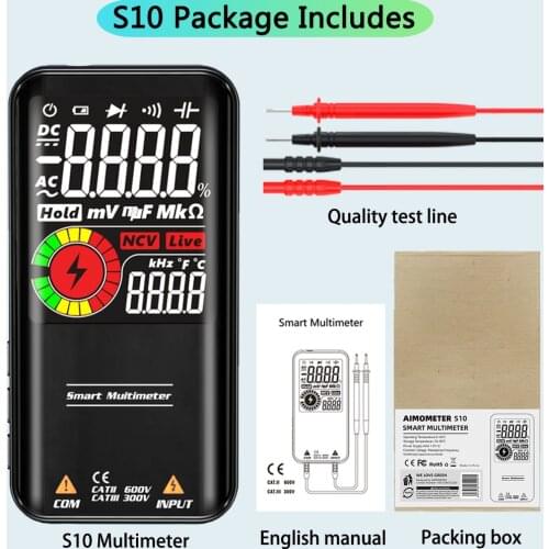 S10 S11 Digital Multimeter 9999counts Smart DC AC Voltage Capacitor Ohm Diode NCV Hz Tester DMM with Rechargeable Battery