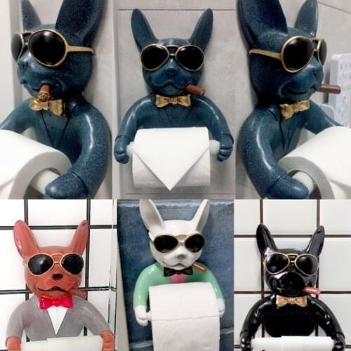 Dog Toliet Paper Holder Cute elk Towel Racks Hygienic Resin Tissue Dispenser Wall Mounted Bathroom Roll Paper Trays Organizer