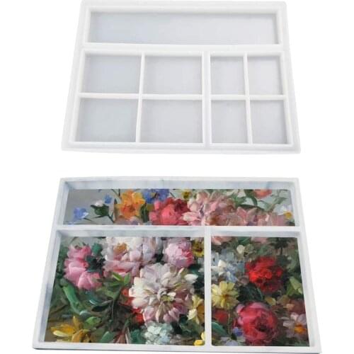DIY Resin Crystal Epoxy Jewelry Organizer Tray Mold Earrings Storage Box Molds Desktop Jewelry Tray Resin Silicone Mold