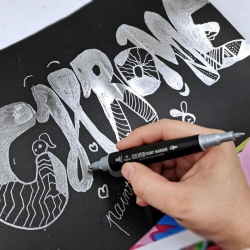 Double-Headed Marker Pen Mirror Reflective Silver Light Liquid Chrome Paint Metal Pen Glass Ceramic Marking Tools Graffiti Stati