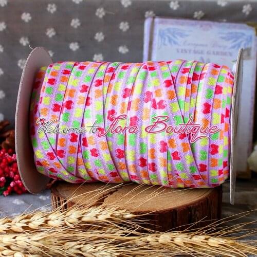FLRA ElasticButterfly printed elastic printed solid Fold Over Elastic foe wholesale 5/8 foe