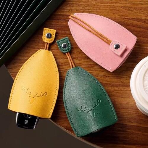 2020 leather Car Key Wallet DIY Keychain EDC Pocket Car Keys Holder Key Organizer Purse Solid Color Handmade