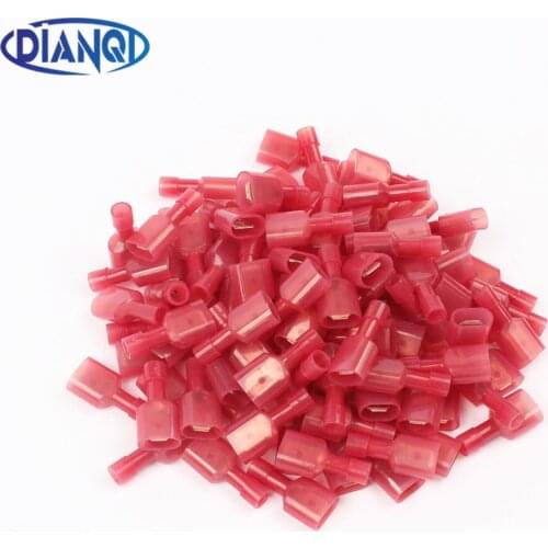 DIANQI MDFN1.25-250 MDFN1-250 NYLON brass Male Insulated Spade joint Cable Wire Connector 100PCS suit 0.5-1.5mm2 22-16AWG MDFN