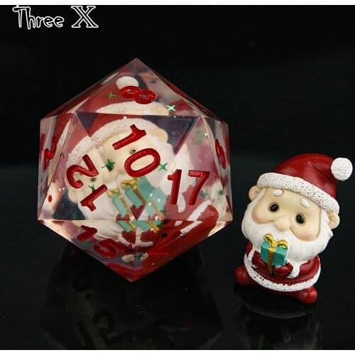 Lovely Santa Claus Christmas Tree Funny Sharp Edge and Beautiful Large Size D20 Dice DND RPG Gift Boardgames for Game