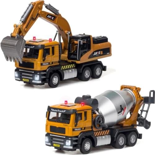 Simulation 1:50 scale city diecast Engineering vehicle Mixer excavator truck metal model alloy toys collection for boys gifts