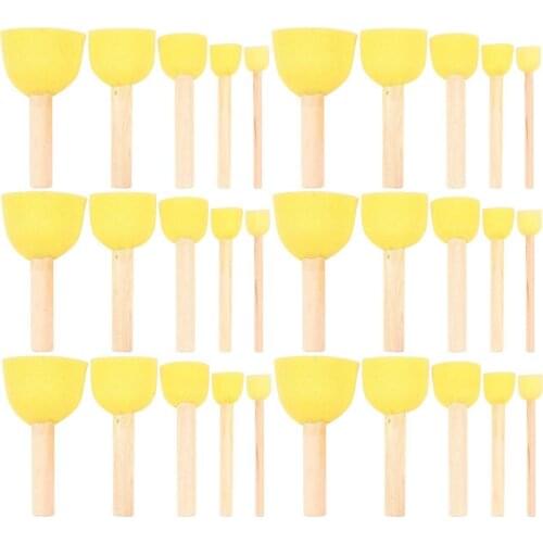 PPYY NEW -Pack of 30 Round Foam Sponge Paint Brush Set - Stencil Brush Value Pack - 5 Different Sizes - Great for Kids Arts an