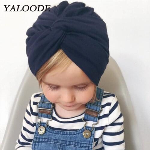 New Fashion Baby Hat Cotton Solid Elastic Newborn Baby Turban Caps for Girls Boys Infant Toddler Beanie Cap Accessories
