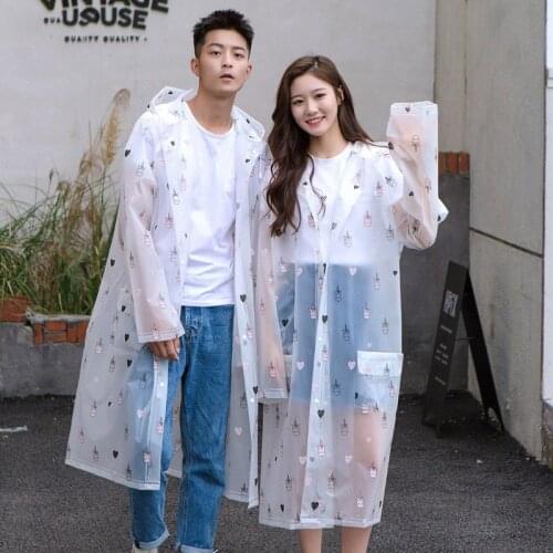 Lovers Raincoat Fashion Couple Rainwear EVA Men Raincoats Transparent Women Rain Coat Adult Hiking Rain Poncho For Climbing