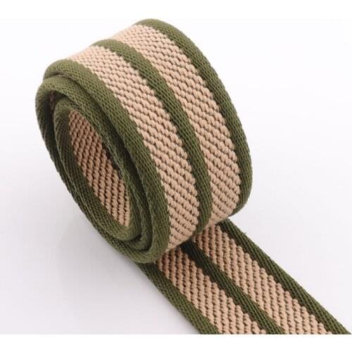 38mm striped Webbing Ribbon Dark green Thick Fabric Ribbon Purse Strap Cotton ribbon Strap Bag strap Handbag Fabric Strap