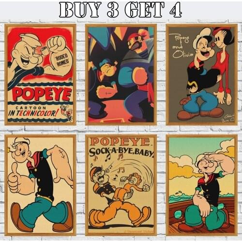 Popeye The Sailor Poster Classic Cartoon Kraft Paper Retro Poster Children Room Decorative