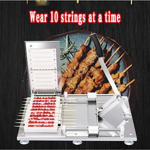 Manual Satay Skewer Machine BBQ Stainless Steel Mutton Kebab Lamb Skewer Tools Doner Kebab Meat Wear String Machine