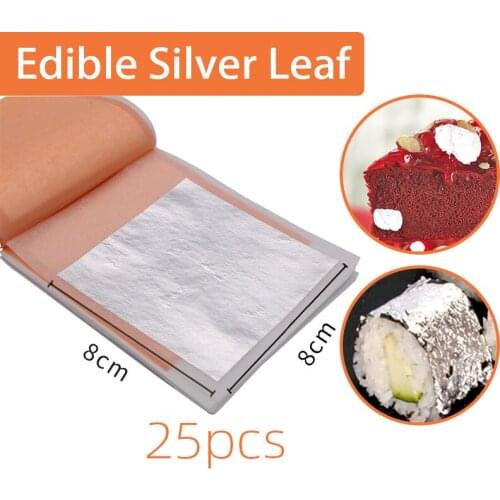 Edible Silver Leaf Transfer Silver Foil 8x8cm for Food Decoration Arts Crafts Paper Female Cosmetics Painting Edible Sheets