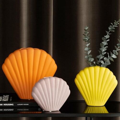 Nordic Shell Shape Vase S For Flowers Decorative Matte Ceramic Vase Filler Creative Handmade Art Pot Modern Home Party Decor Gif