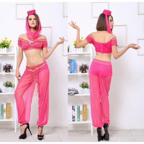 Sexy Lingerie Belly Dancer Arabian Princess Jasmine Halloween Cosplay Party Dress Costume 6536 UK SIZE 8-12