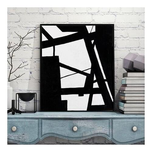 Modern Abstract Painting Black and White Painting Modern Art Black White Line Painting Wall Art Canvas Prints Home Decor