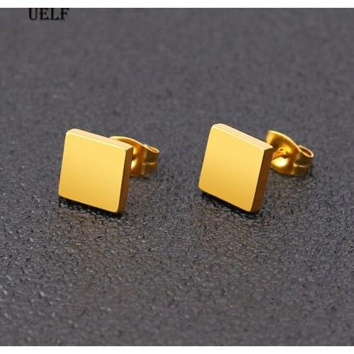 Uelf SimpleSquare Earrings For Women Stainless Steel Geometric Stud Earrings Gift oorbellen