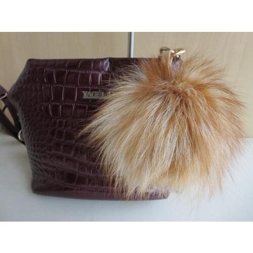 Womens Real Fox Fur Key Chain Fur Pompom Key Ring Charm Bag Pendant/ Multicolored