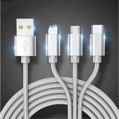 1.2m 3 In 1 USB Type C Charging Cable Kabel Universal Multi USB Charger Cable for Huawei P30 Pro For Samsung Realme X2 Pro