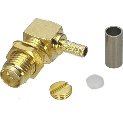 1Pcs Connector SMA Female Jack Bulkhead Crimp RG174 RG316 LMR100 RF Cable Right Angle Brass