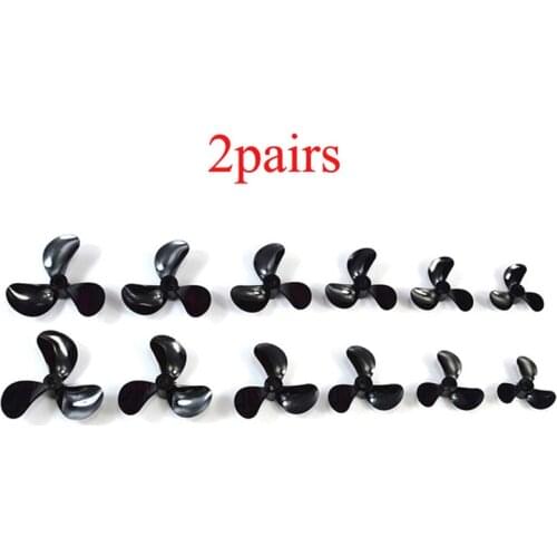 2Pairs Diameter 28/32/36/40/44/48mm Marine Plastic Propeller Full-immersion 3-blade Props CW&CCW Paddle for RC Fishing Bait Boat