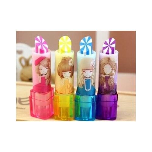 2016 New Arrival 3D Eraser Cute lipstick eraser Funny pencil rubber with Wholesale Price Cartoon eraser