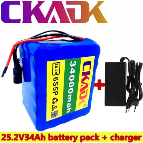 24V34Ah 6S5P 18650 li-ion battery pack 25.2v 34000mAh electric bicycle moped / lithium ion battery pack + 25.2V2A charger
